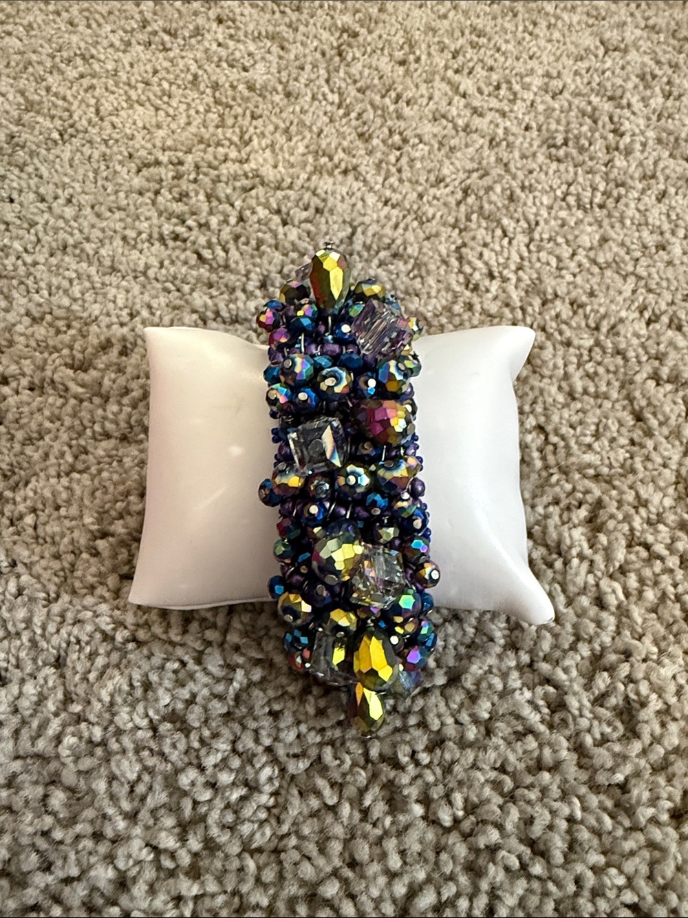 Sassy Jones Rochinda Iridescent Crystal Cluster Bracelet - Purple